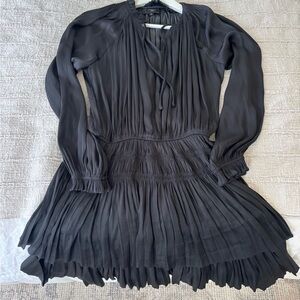 Womens Black Long-Sleeve Mini Dress